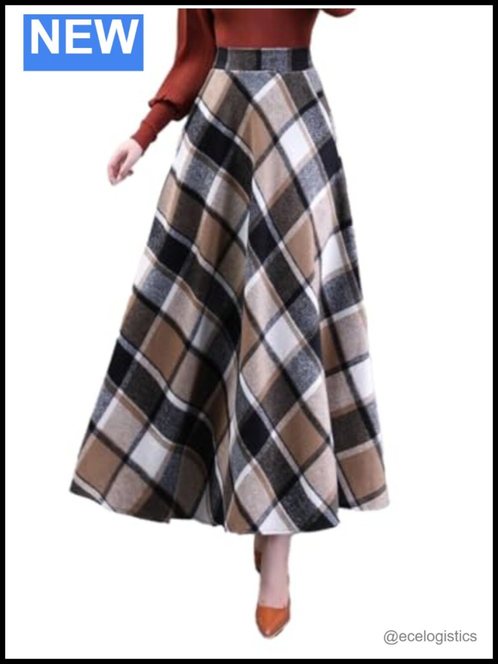 Womens Plaid Maxi Skirt High Waisted A-Line Vintage Tartan with Pockets